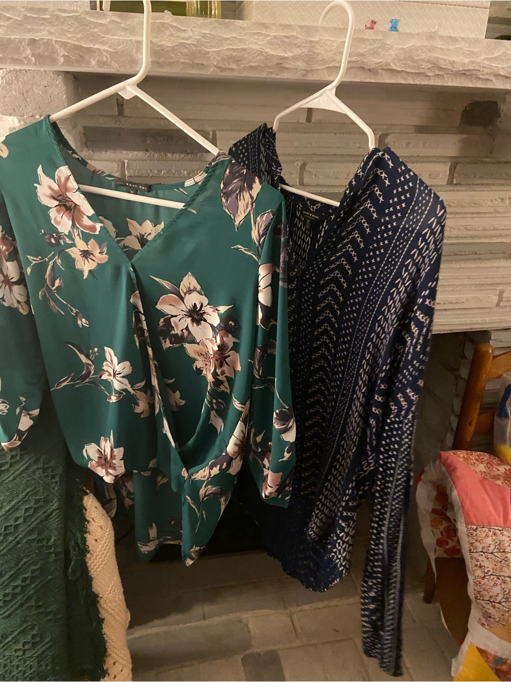2 FOR 1 deal West Kei Teal Floral V-Neck Blouse and Lucky Brand tunic top